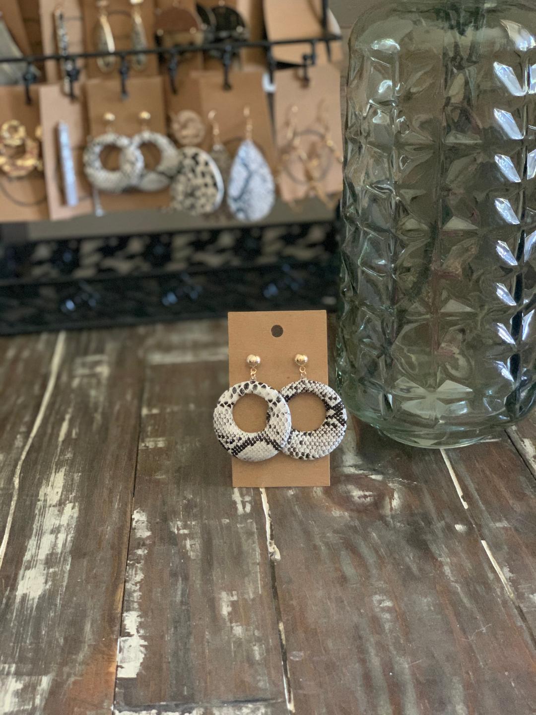 Snakeskin Circle Earrings