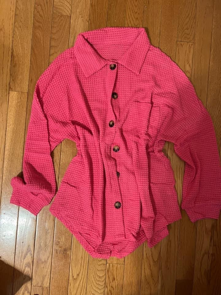 Pink Waffle Knit Top