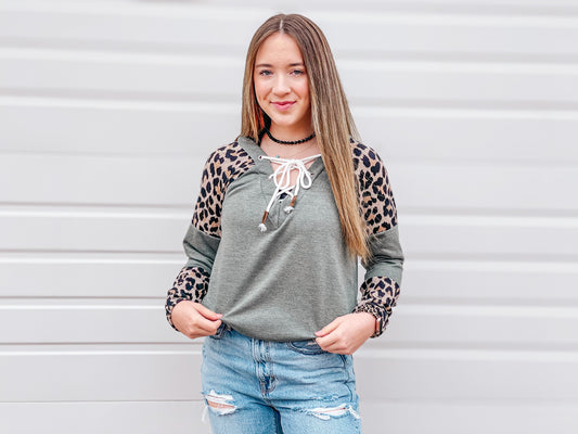 Olive Cheetah Top