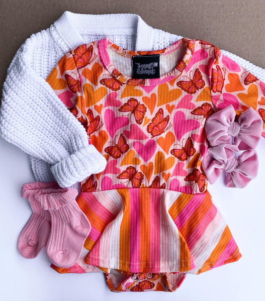 Butterfly Hearts Skirted Romper