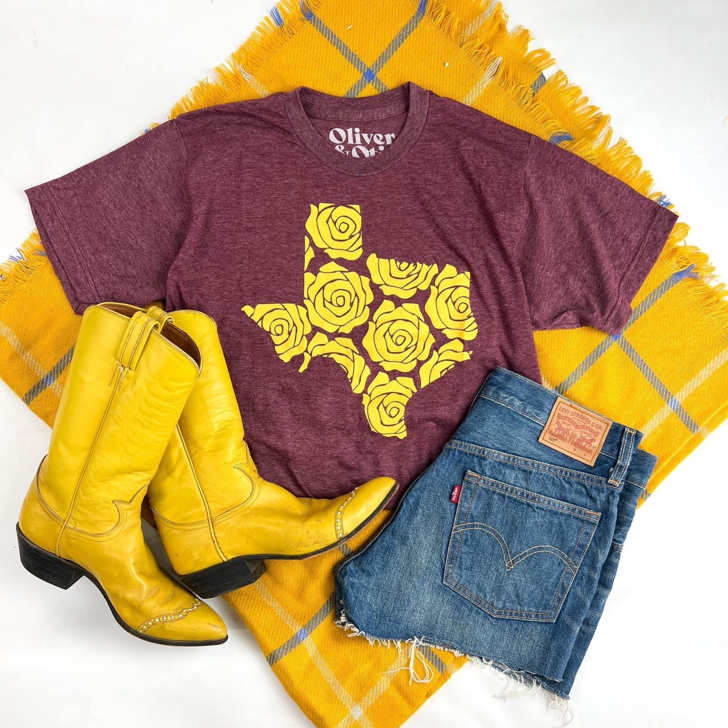 Maroon & Yellow TX Tee