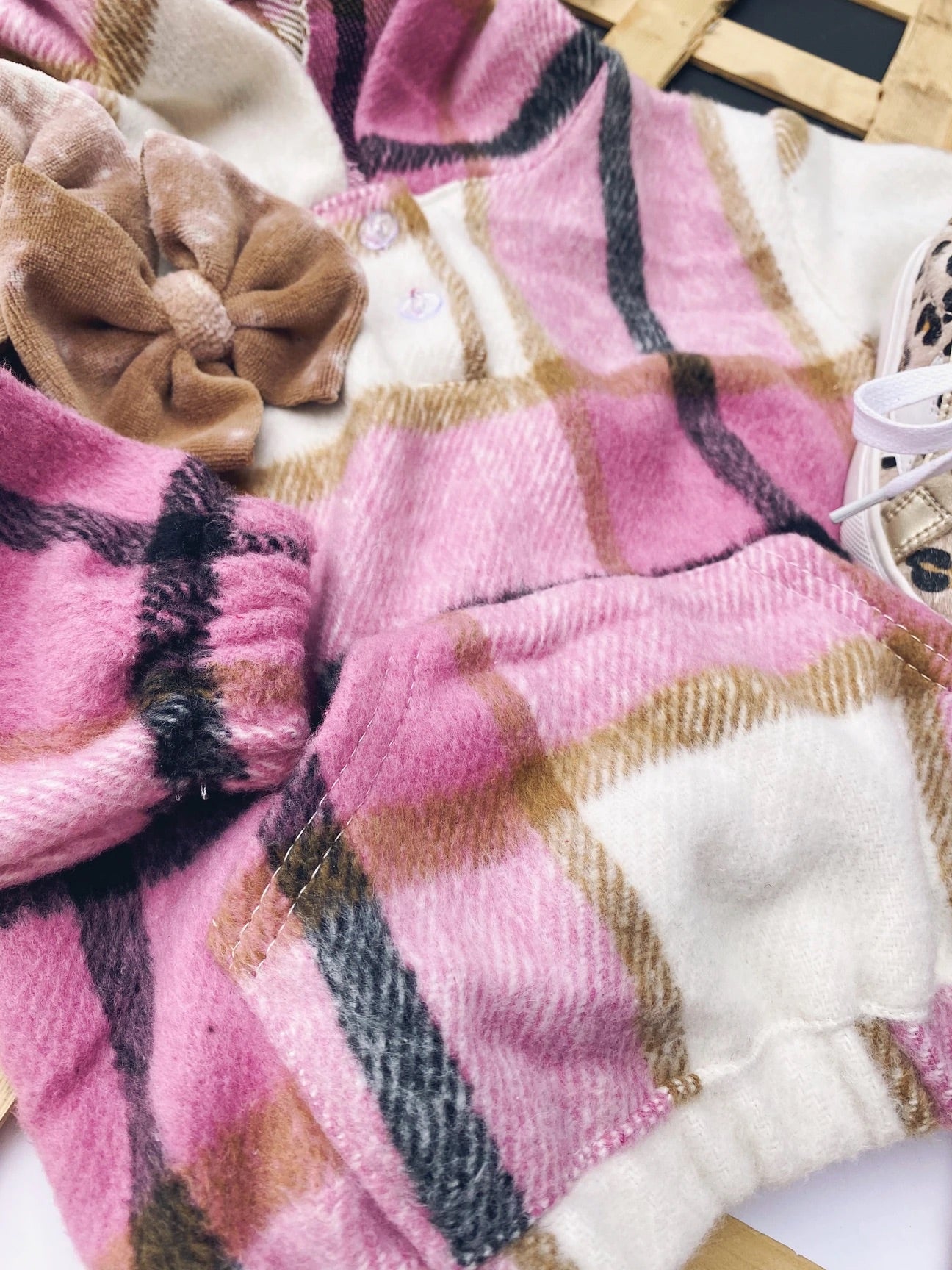 Pink Plaid Hoodie Flannel