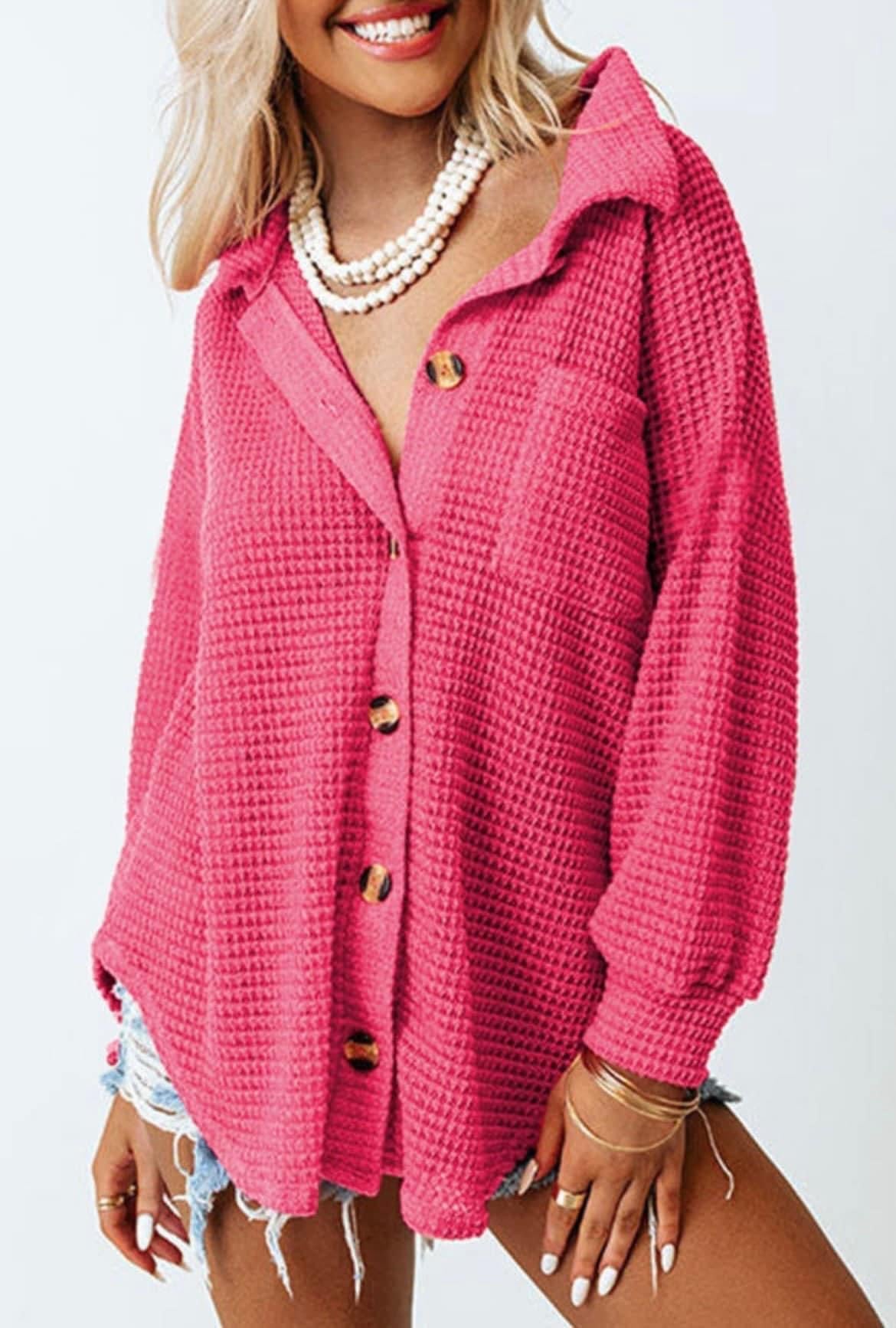 Pink Waffle Knit Top