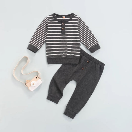 Dark Grey Striped Set