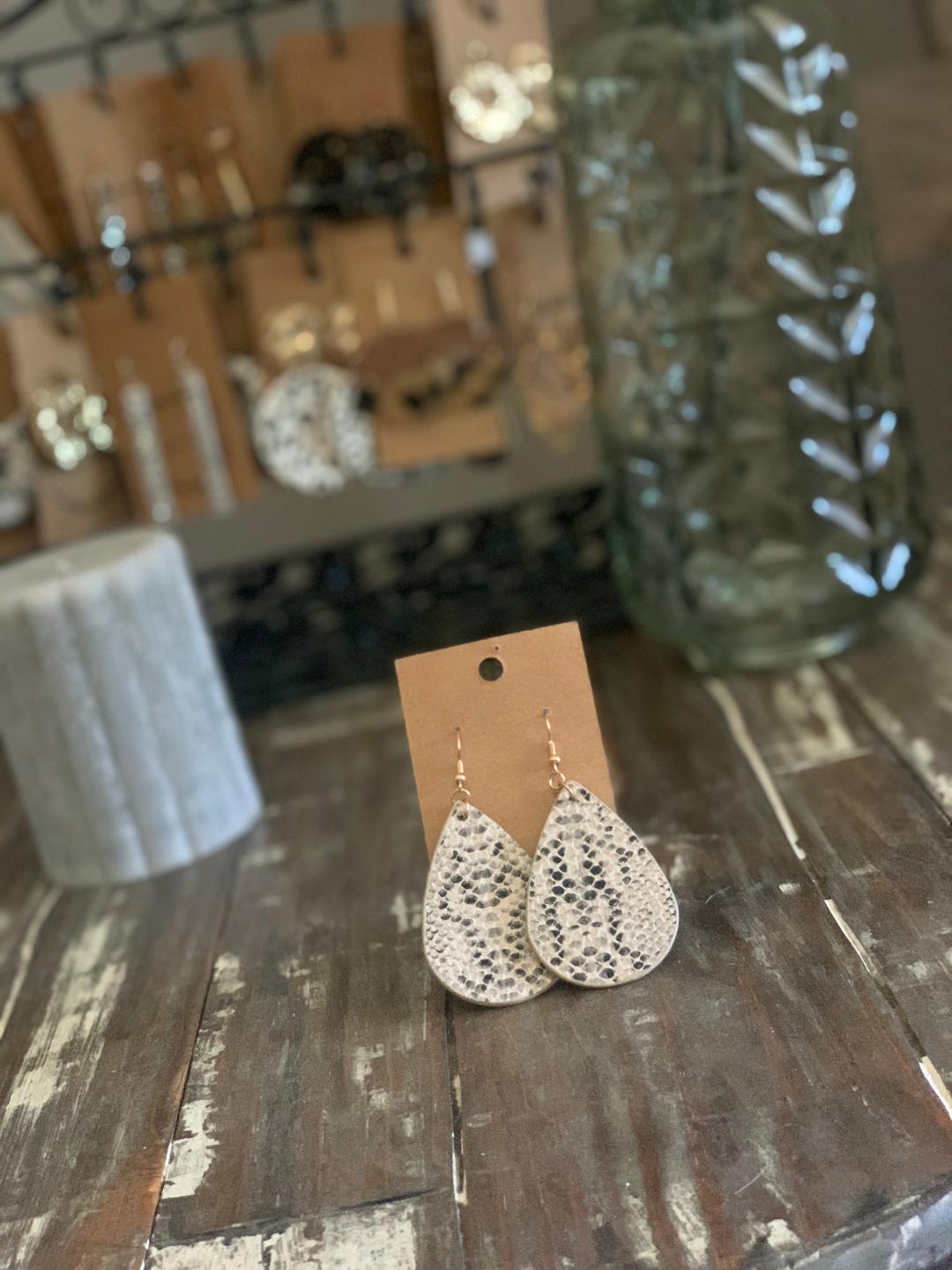 Tear Drop Snakeskin Earrings