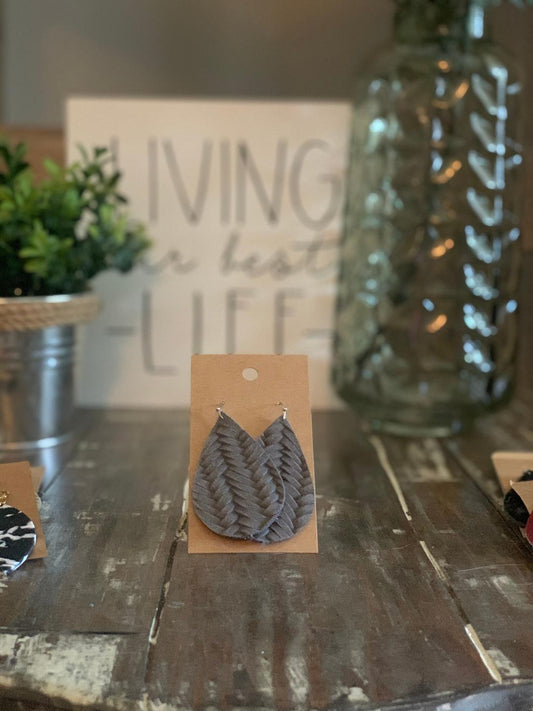 Grey Ruffle Earrings