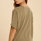 Dusty Olive Button Top