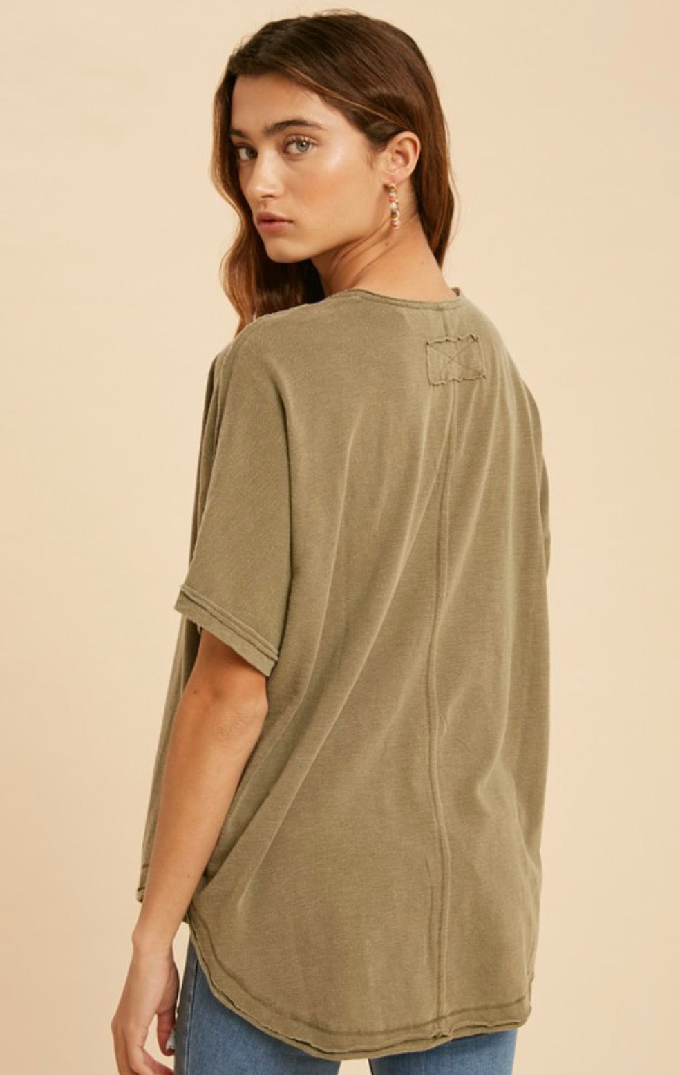 Dusty Olive Button Top