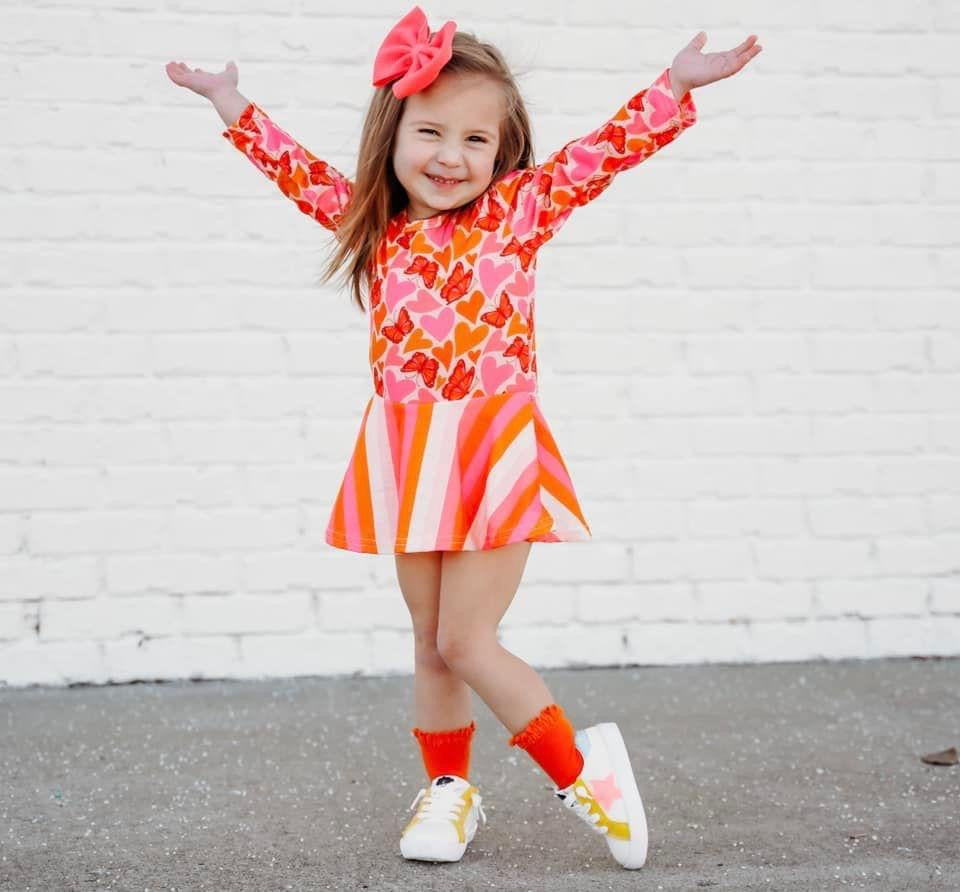 Butterfly Hearts Skirted Romper