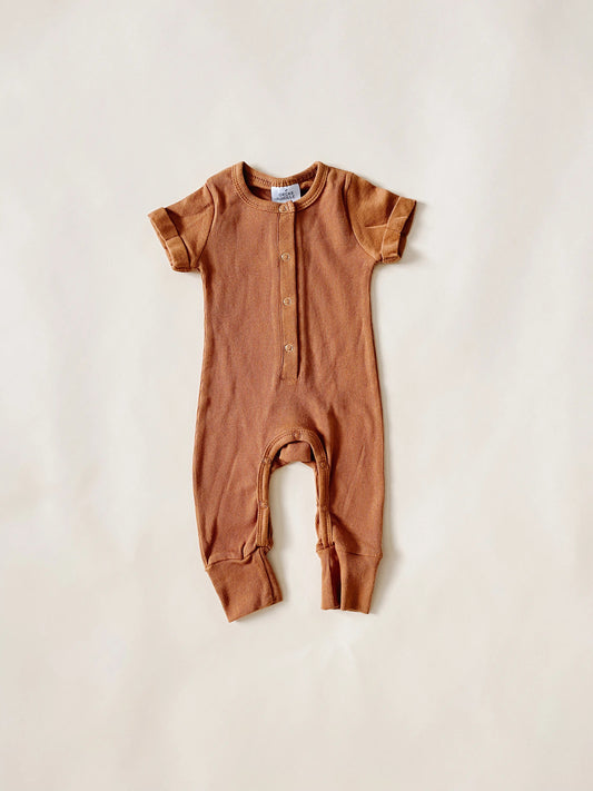 Ribbed Romper - Rust